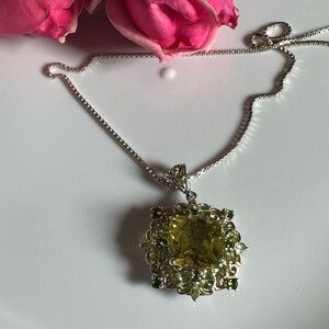 Sterling Silver 925 Necklace with Yellow Gemstone